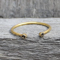 gold plated open ring with smokey quartz