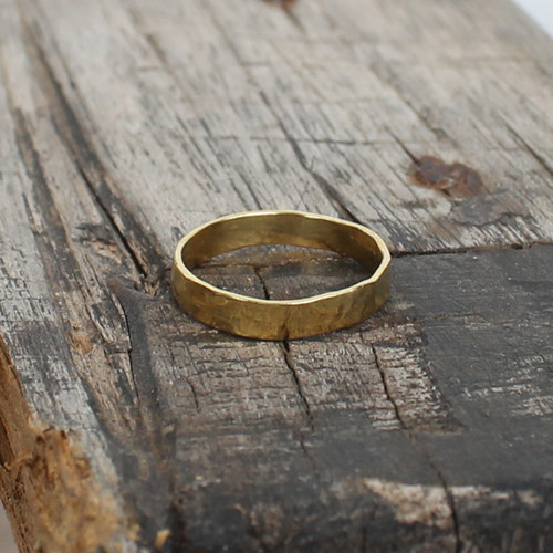 14 carat gold plated sterling silver hammered stacking ring
