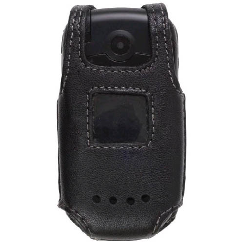 Wireless Solutions - Leather Case for Samsung Cricket Cal Comp A200 (Black)