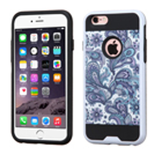 ASMYNA Brushed Hybrid Case for iPhone 6s/6 Plus - Purple European Flowers/Black