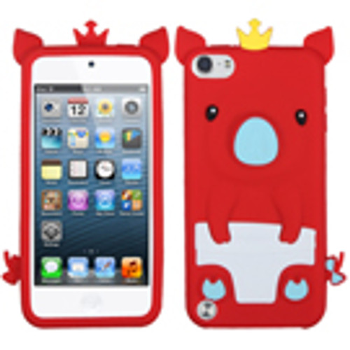 Asmyna Crown Piggie Pastel Skin Case for Apple iPod Touch 5th Gen - Red
