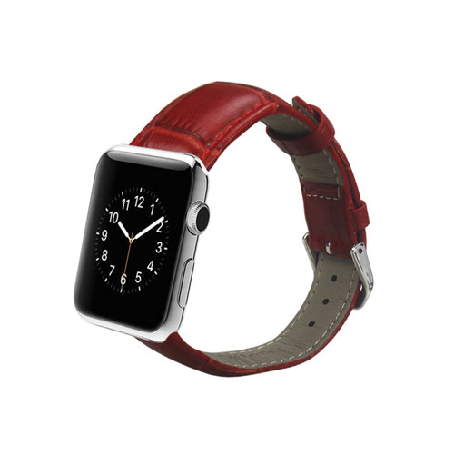 Reiko Watch 42Mm Genuine Leather Iwatch Band Strap Without Band Adaptors 38Mm In Red