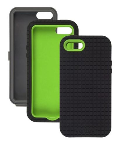 Ventev CoreGridX Case for iPhone SE  5/5S - Gray/Lime & Black Gel (Combo Pack)