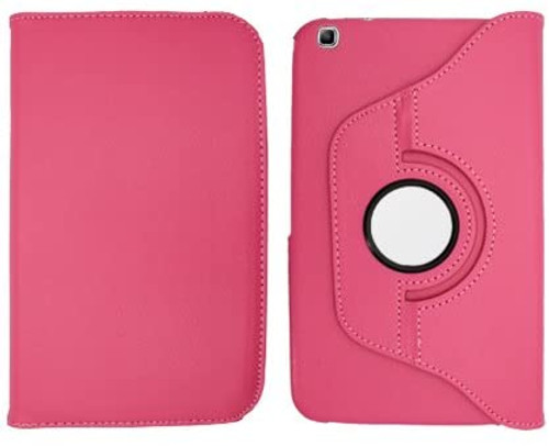 Aimo 360 Degree Rotary Horizontal Flip Case for Galaxy Tab 3 8.0 inch - Hot Pink