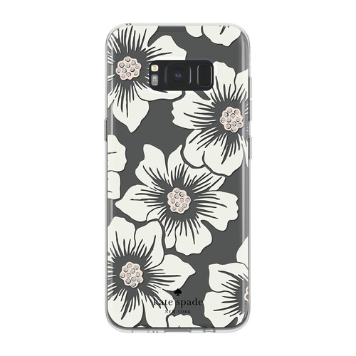 Kate Spade Flexible Hardshell Case for Samsung Galaxy S8+ - Hollyhock Floral Clear/Cream with Stones