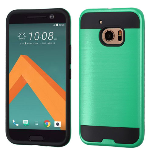 ASMYNA Brushed Hybrid Case for HTC 10 - Green/Black