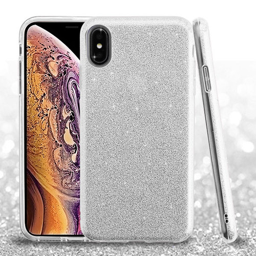 Asmyna Full Glitter Hybrid Case for Apple iPhone XS Max - Silver