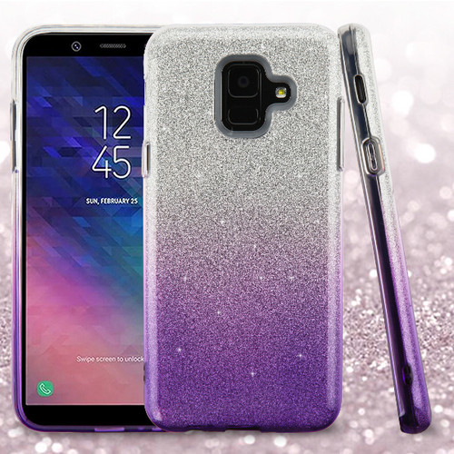 ASMYNA Purple Gradient Glitter Hybrid Protector Cover  for Galaxy A6 (2018)