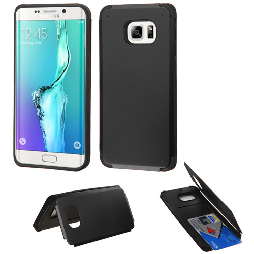 ASMYNA Black Inverse Advanced Armor Stand Protector Cover(w/ Card Wallet) for Galaxy S6 edge Plus