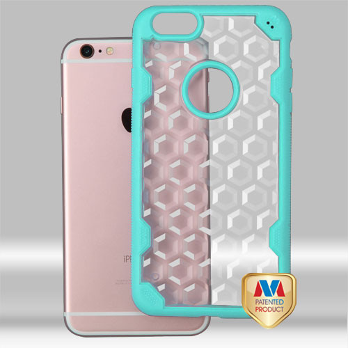 MYBAT Transparent Clear Honeycomb/Turquoise Challenger Hybrid Case for iPhone 6s Plus/6 Plus