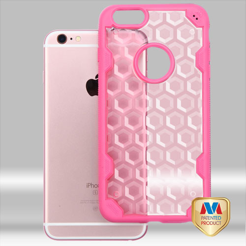 MYBAT Transparent Rose Gold Honeycomb/Hot Pink Challenger Hybrid Case for iPhone 6s/6