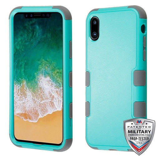 MYBAT Natural Teal Green/Iron Gray TUFF Hybrid Phone Protector Cover for iPhone XS/X