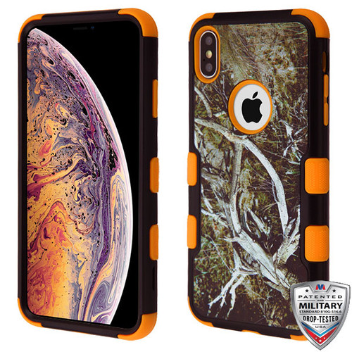 MYBAT Yellow/Black Vine/Orange TUFF Hybrid Protector Cover for iPhone XS Max