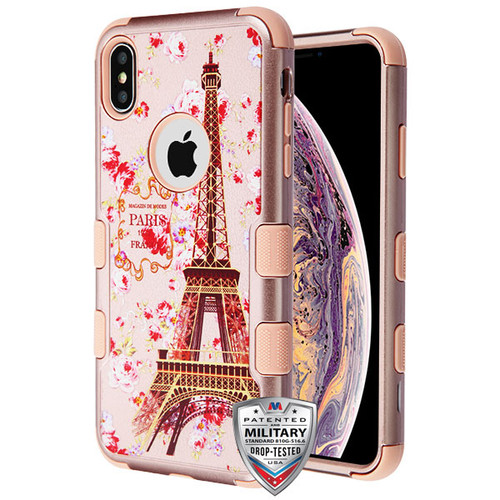 MYBAT Paris in Full Bloom Textured Rose Gold/Rose Gold TUFF Hybrid Protector Cover for iPhone XS Max