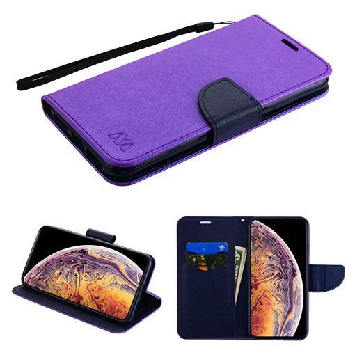 MYBAT Purple Pattern/Dark Blue Liner MyJacket wallet (with card slot)(84C) for iPhone XS Max