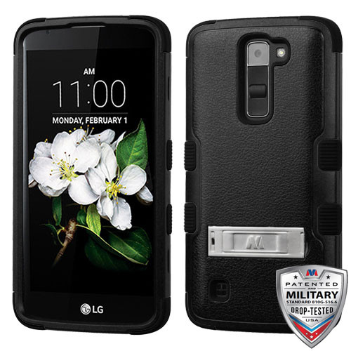 MYBAT Natural Black/Black TUFF Hybrid Case (w/ Stand) for L52VL (Treasure LTE),LS675 (Tribute 5),MS330 (K7)