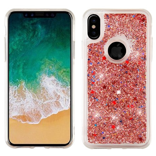 Rose Gold Quicksand Glitter Hybrid Case for iPhone XS/X