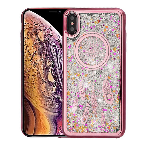Rose Gold Electroplating/Dreamcatcher/Silver Confetti Quicksand Glitter Hybrid Protector Cover  for iPhone XS Max