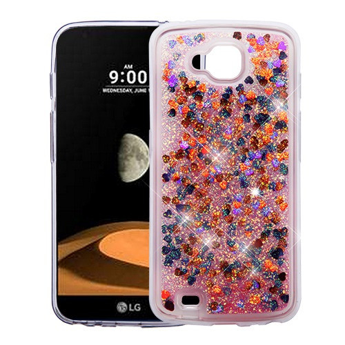 Hearts & Magenta Quicksand Glitter Hybrid Case for H700 (X Venture),V9 (X Calibur)