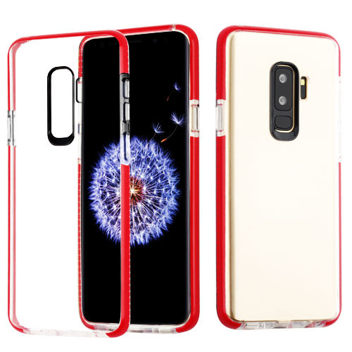 Transparent Clear/Red Bumper Sturdy Candy Skin Cover for Galaxy S9 Plus