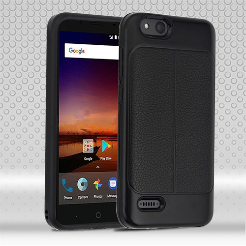 Black Leather Texture/Black Hybrid Case for Tempo Go,Fanfare 3,Z855 (Avid 4),Z839 (Blade Vantage),N9137 (Tempo X)