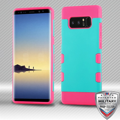 MYBAT Rubberized Teal Green/Electric Pink TUFF Trooper Hybrid Protector Cover for Galaxy Note 8