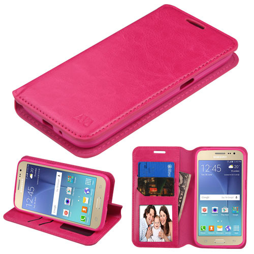 MYBAT Hot Pink MyJacket Wallet(w/ Tray)(563) for J210 (Galaxy J2 (2016))
