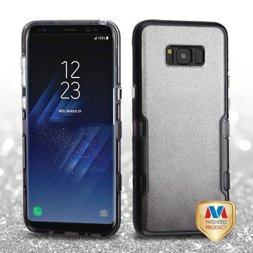 MYBAT Metallic Black/Transparent Smoke Gradient Silver Full Glitter TUFF Panoview Hybrid Case for Galaxy S8 Plus