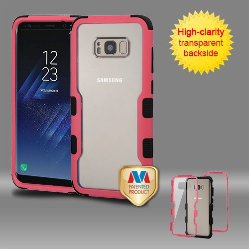 MYBAT Natural Pink Frame+Transparent PC Back/Black TUFF Vivid Hybrid Case for Galaxy S8 Plus