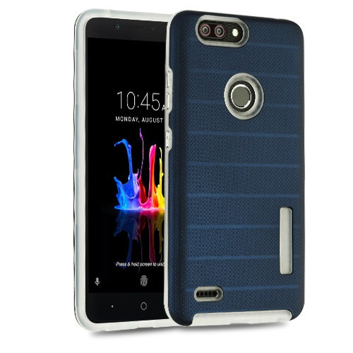 MYBAT Ink Blue Dots Textured/Transparent Clear Fusion Protector Cover  for Z982 (Blade Z Max),Sequoia