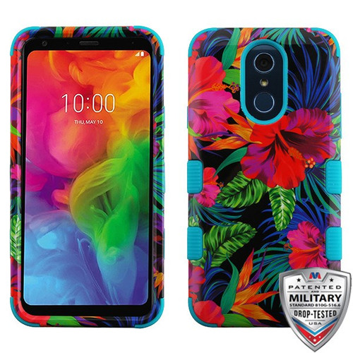 MYBAT Electric Hibiscus/Tropical Teal TUFF Hybrid Phone Protector Cover for Q7+,Q7