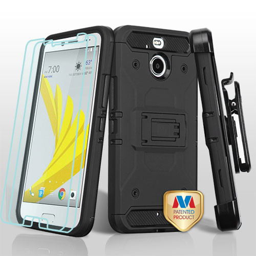 MYBAT Black/Black 3-in-1 Kinetic Hybrid CaseCombo w/ Holster (Twin Screen Protectors) for BOLT
