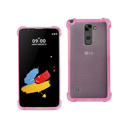 Reiko Bumper Case With Air Cushion Protection For LG Stylus 2 - Clear Hot Pink