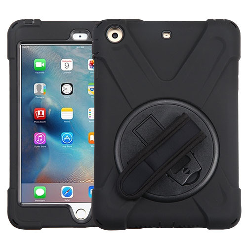 MYBAT Black/Black Rotatable Stand Protector Cover (with Wristband) for iPad mini 3 (A1599,A1600),iPad mini with Retina display (A1489,A1490,A1491),iPad mini (A1432,A1454,A1455)