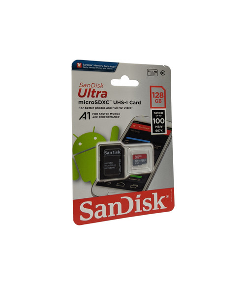 SanDisk Ultra MicroSDXC 128GB Speicherkarte mit MicroSDXC auf SD Adapter – Klasse 10