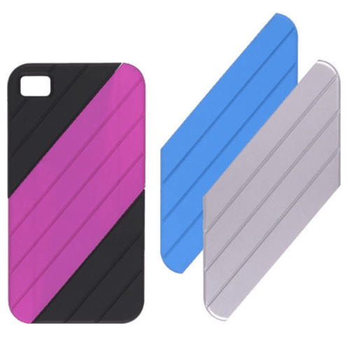 5 Pack -Ventev VersaDUO Snap-On Case for Apple iPhone 4/4s (Black Shell with Blue  Pink  and Silver Inlay Pieces)