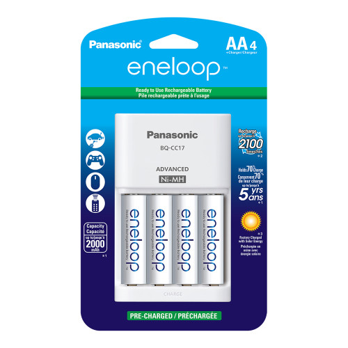 4 Position Advanced Charger + eneloop AA 4-Pack 2100 Cycle Rechargeable Batteries