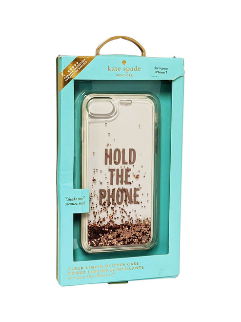 Kate Spade Liquid Glitter Case voor iPhone 8/7/6/SE2 - Houd de telefoon vast/Rose Gold/Clear