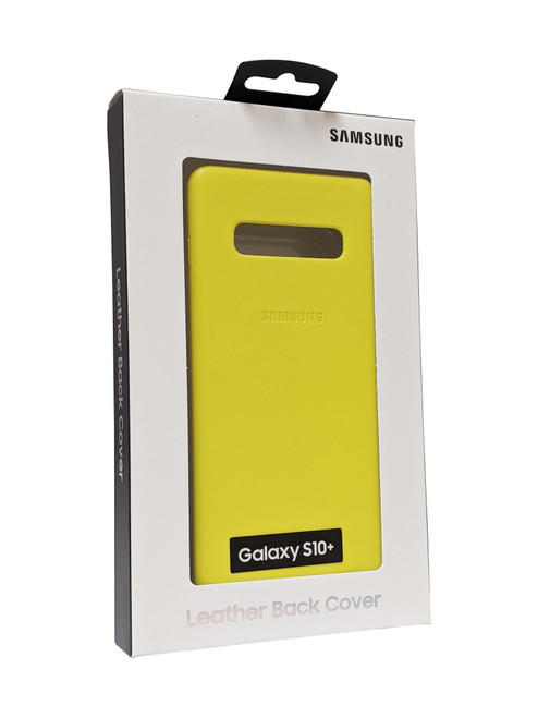 Samsung Leather Back Cover Case for Galaxy S10 Plus - Yellow