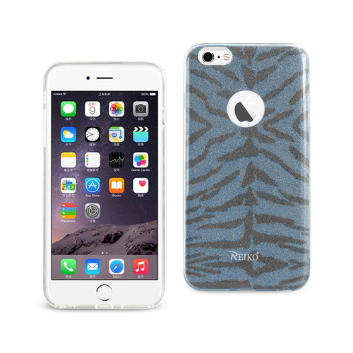 10 Pack - Reiko iPhone 6 Plus/ 6S Plus Shine Glitter Shimmer Tiger Stripe Hybrid Case In Blue