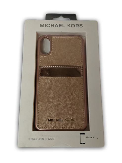 Michael Kors Saffiano Leren Snap-On Case voor iPhone X/XS - Rose Goud/Ballet