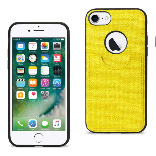 10 Pack - Reiko iPhone 8/ 7 Anti-Slip Texture Protector Cover With Card Slot In Yellow
