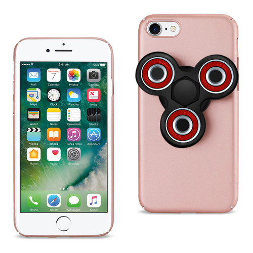 10 Pack - Reiko iPhone 8/ 7 Case With Led Fidget Spinner Clip On In Rose Gold
