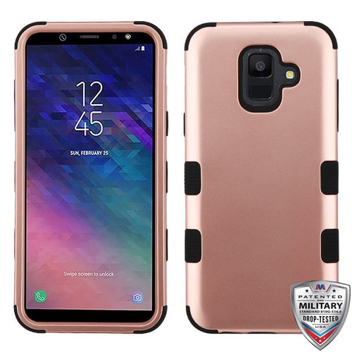 MYBAT Rose Gold/Black TUFF Hybrid Phone Protector Cover for Galaxy A6 (2018)