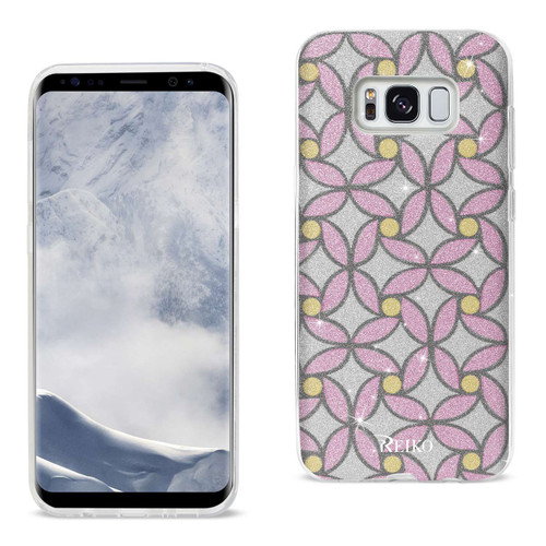 REIKO SHINE GLITTER SHIMMER FLOWER HYBRID CASE FOR GALAXY S8 EDGE/ S8 PLUS IN FLOWER PINK