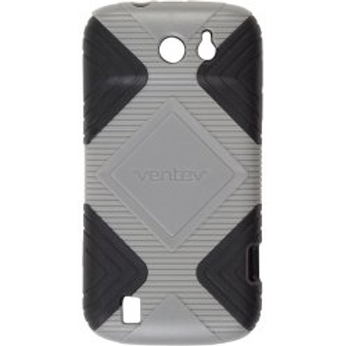 Ventev GEO Hard Shell Soft TPU Silicone Cover Case for ZTE Flash 9500 - Gray/Black