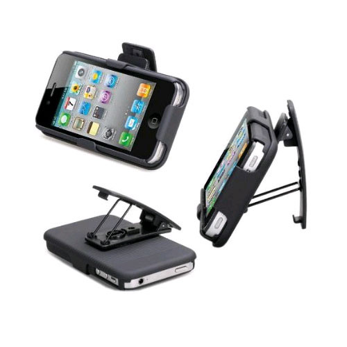 Delton Shell Case and Holster Combo for Apple iPhone 4 - Black