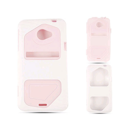 Cell Armor Hybrid Fit Jelly Case for HTC Evo LTE - Pink Skin with White