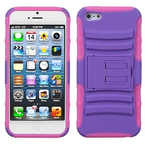KuKu Mobile Kickstand Case for iPhone 5/5s (Purple/Pink)