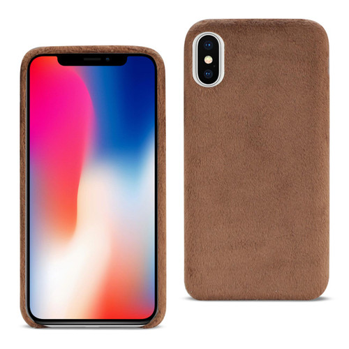 Reiko iPhone X/iPhone XS Fuzzy Fur Soft TPU Case In Brown